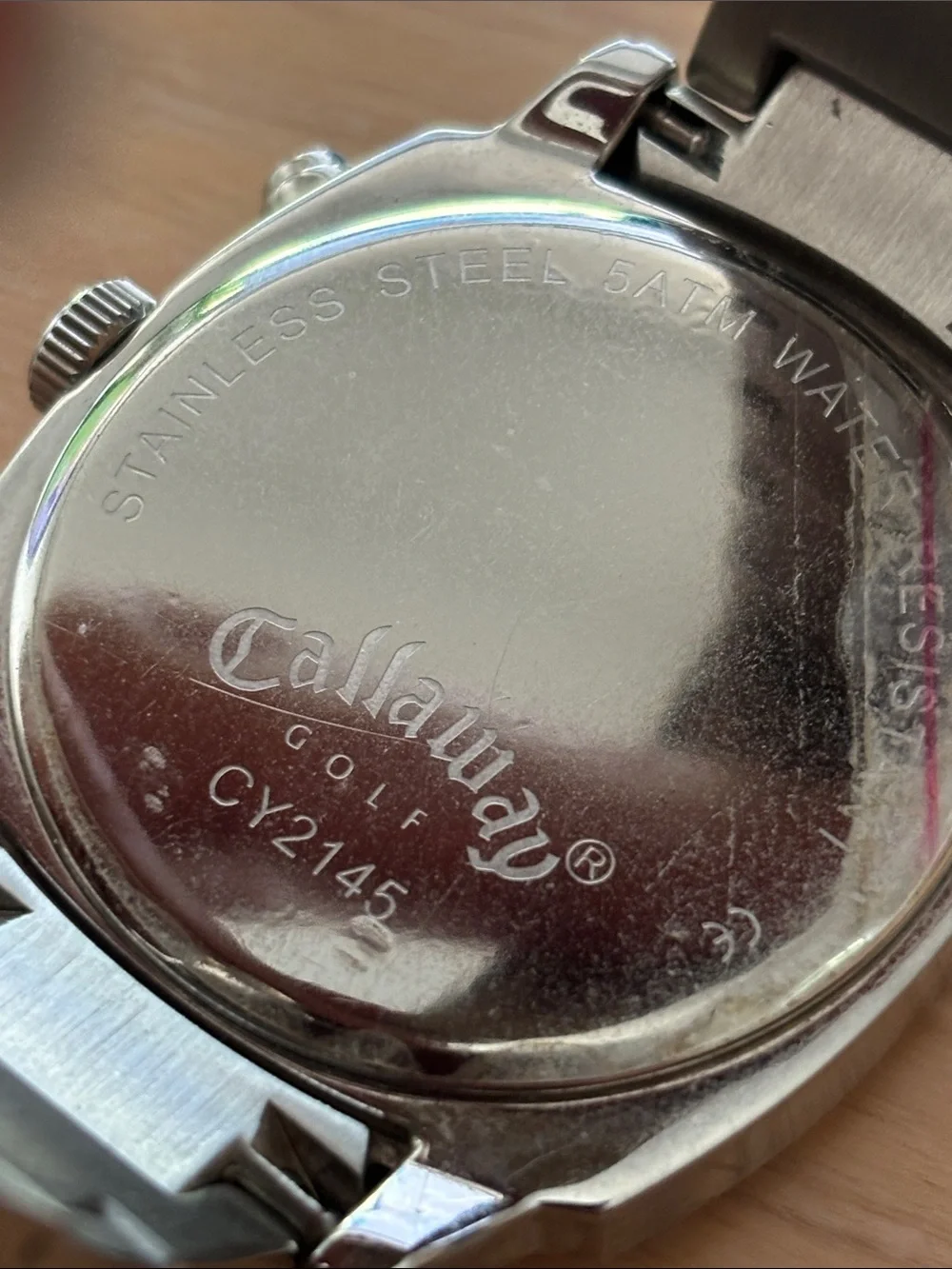 Callaway Black Dial Watch with Orange Accents and Silver Bracelet